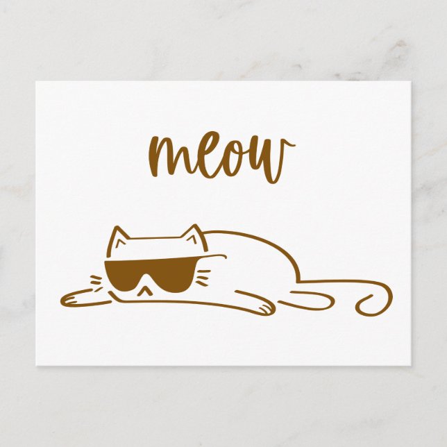 Carte Postale Cool brown meow cat with sunglasses (Devant)