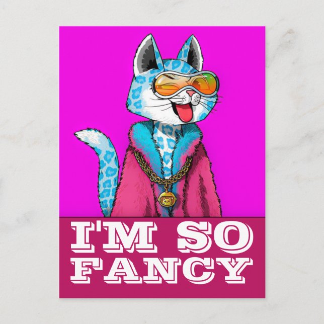 CARTE POSTALE cool CAT FUNNY FANCY ART (Devant)