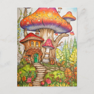 Carte Postale Cool Creative Psychedelic Mushroom Dwelling