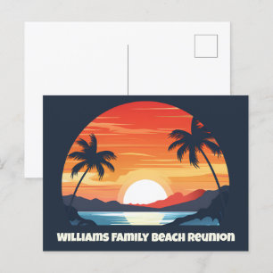 Carte Postale Cool Custom Sunrise Palm Trees Beach Party Blue