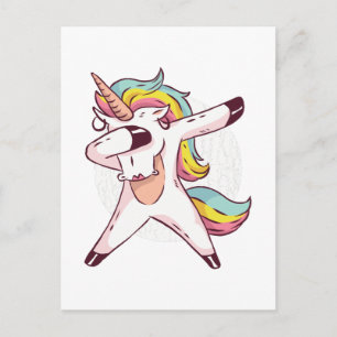 Carte Postale Cool Dabbing Unicorn Arc-en-ciel La danse tendance