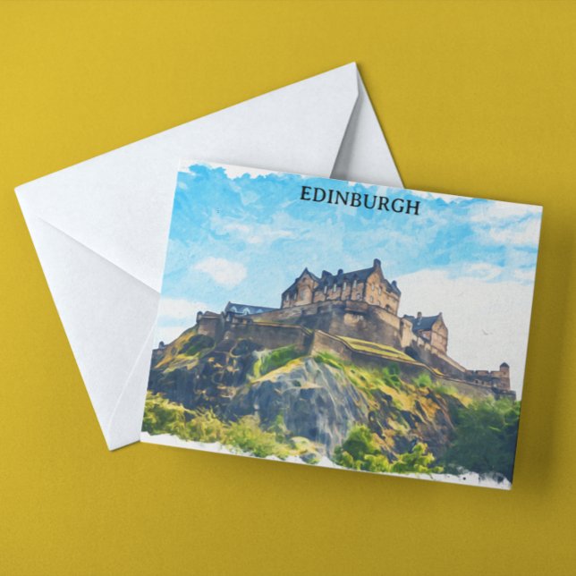 Carte Postale Cool Edimbourg Scotland Castle Painting (edinburgh scotland watercolor castle)