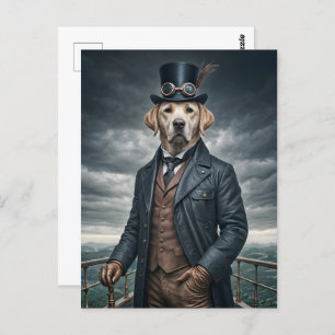 Carte Postale Cool Elégant Victorian Steampunk Labrador Chien Ar