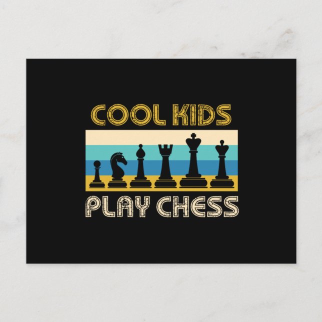 Carte Postale Cool Enfants Jouer aux échecs Checkmate Board Pièc (Devant)