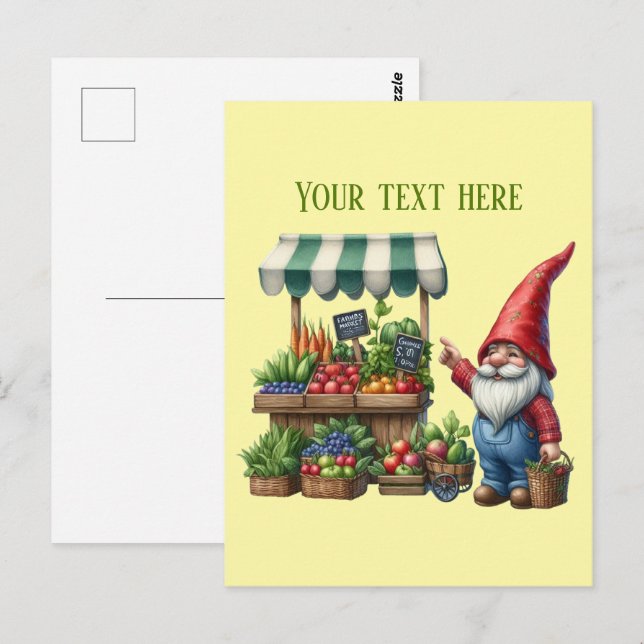 Carte Postale Cool Farmers market gnome customizable (Devant / Derrière)