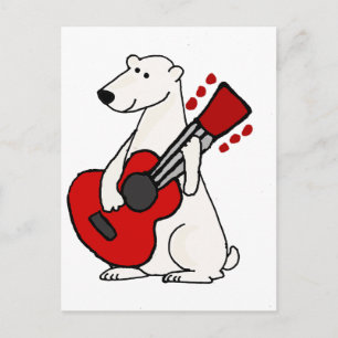 Carte Postale Cool Funny Ours Polaire Jouer Guitare Art