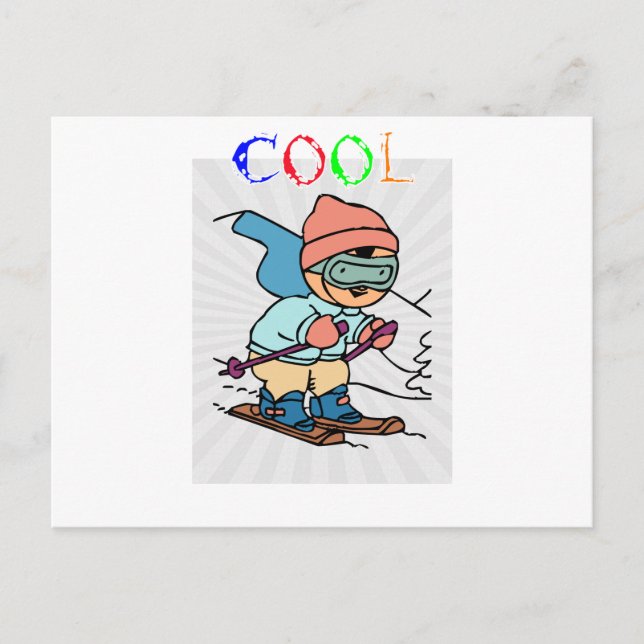 Carte Postale Cool Funny Skier | conceptions de ski | skier drôl (Devant)