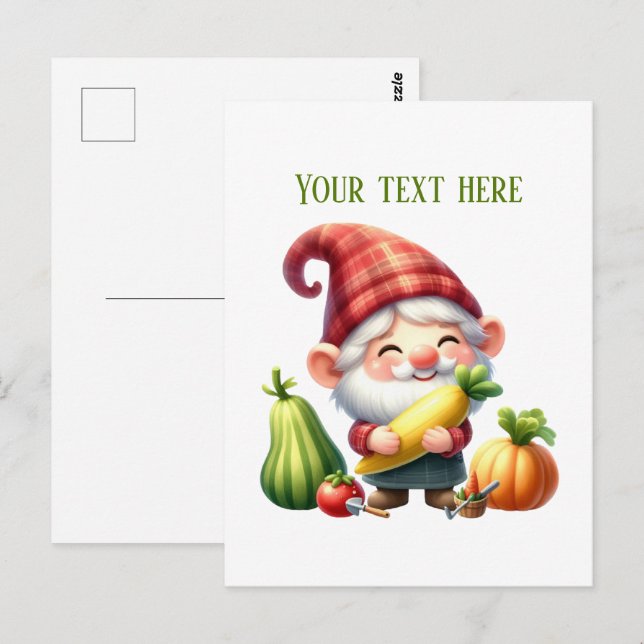 Carte Postale Cool gnome mixed vegetables  farmer customizable (Devant / Derrière)