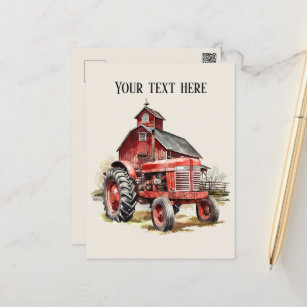 Carte Postale Cool grange et tracteur ajouter du texte Agriculte