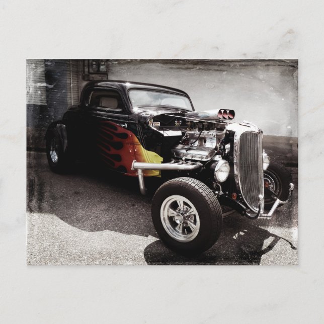 Carte Postale Cool Grunge Flames Hot Rod (Devant)