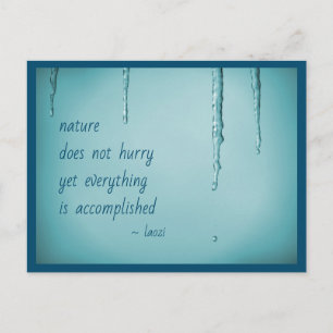 Carte Postale Cool Ice Blue WaterDrops Melting Icicles Zen Quote