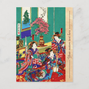 Carte Postale Cool japonais vintage ukiyo-e geisha lady art