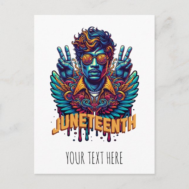 Carte Postale Cool Juneteenth Mois de l'histoire des Noirs Ange  (Devant)