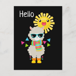 Carte Postale Cool Llama and Smiling Kawaii Sun