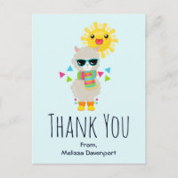 Cool Llama et souriant Kawaii Sun Merci