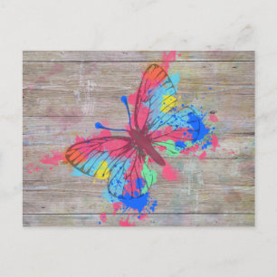 Carte Postale Cool mignon aquarelles éclaboussures papillon vint