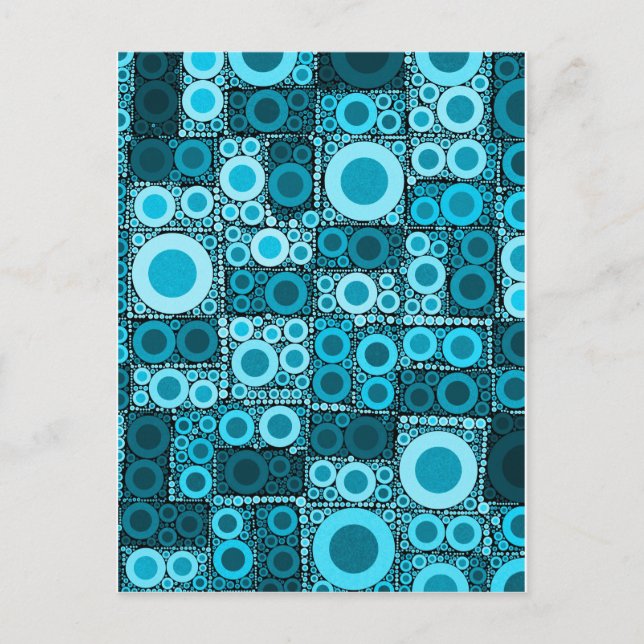 Carte Postale Cool moderne Cercles Bleu Turquoise mosaïque Carre (Devant)
