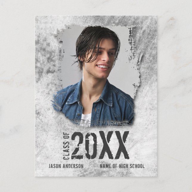Carte Postale Cool Moderne Grunge Photo Faire-part diplômé (Devant)
