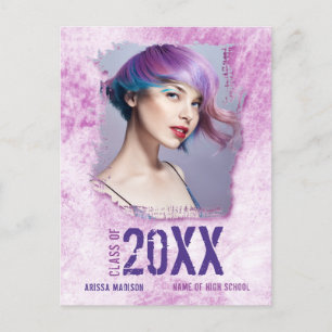 Carte Postale Cool Moderne Grunge Photo Pink Grad Faire-part