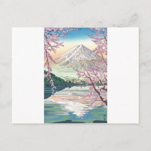 Carte Postale Cool Oriental Japonais Fuji printemps Cherry Tree 