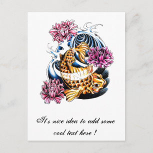 Carte Postale Cool Oriental Japonais Lucky Koi tatouage Carp