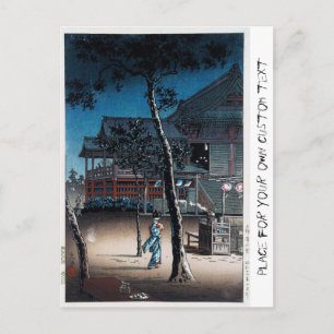Carte Postale Cool oriental japonais shin hanga nuit village