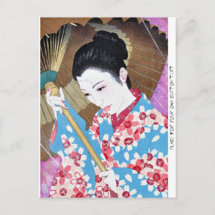 Carte Postale Cool orientale japonaise classique femme avec para