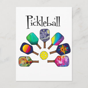Carte Postale Cool Pickleball Paddle Sports Rainbow