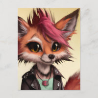 Carte postale cool Punkrock Fox pour adolescents