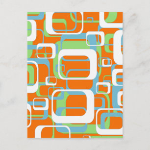 Carte Postale Cool Retro bleu doux vert orange et blanc