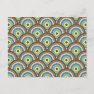 Carte Postale Cool Retro Blue Green Circle Motif Cadeaux personn