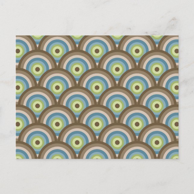 Carte Postale Cool Retro Blue Green Circle Motif Cadeaux personn (Devant)