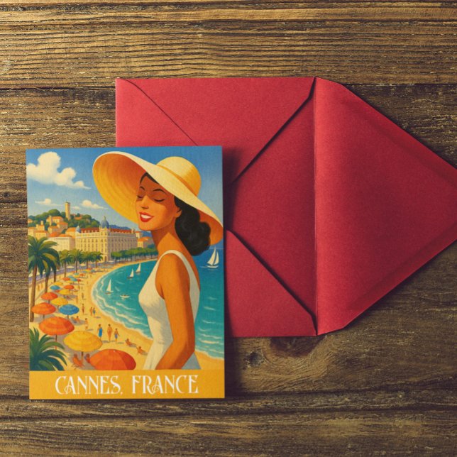 Carte Postale Cool Retro Cannes Côte d'Azur (retro cannes france travel postcard)