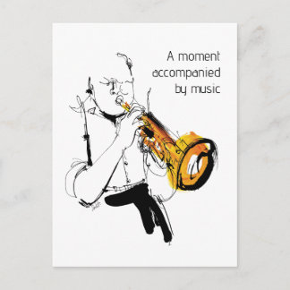 Carte Postale Cool Retro Man Playing Trumpet - Jazz Music Art