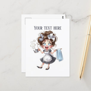 Carte Postale Cool retro vintage dame ajouter du texte