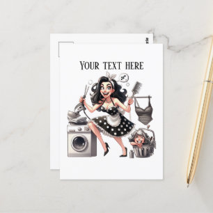 Carte Postale Cool retro vintage dame ajouter du texte