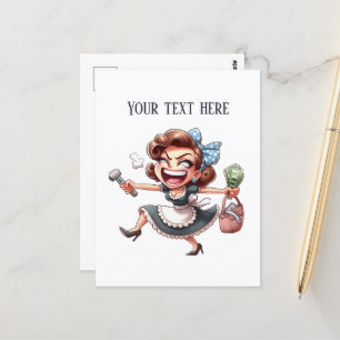 Carte Postale Cool retro vintage dame ajouter du texte