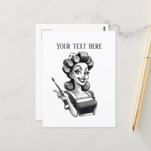 Carte Postale Cool retro vintage dame ajouter du texte