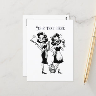 Carte Postale Cool rétro vintages dames ajouter du texte