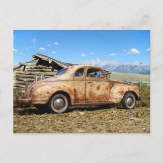 Carte Postale Cool Rusty Vieux Vintage Grange Trouver une voitur