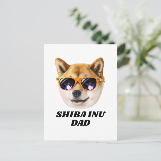 Carte Postale Cool Shiba Inu Papa Portant Fête des pères Lunette (Debout devant)