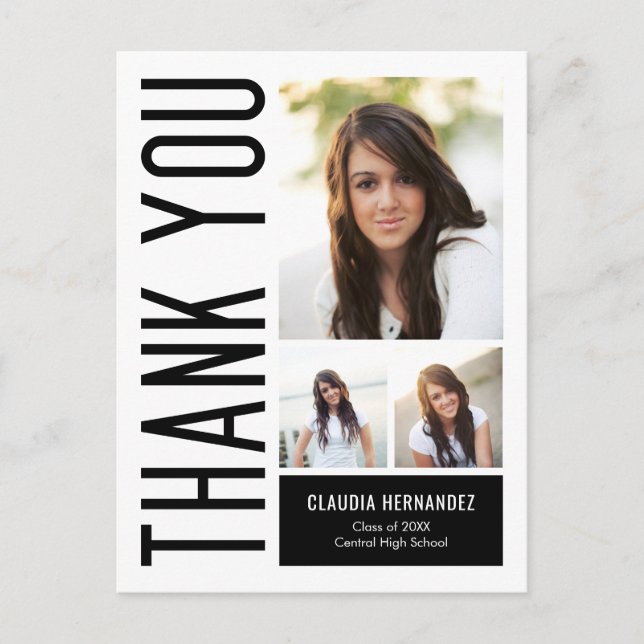 Carte Postale Cool simple Editable couleur Merci de graduation d (Devant)