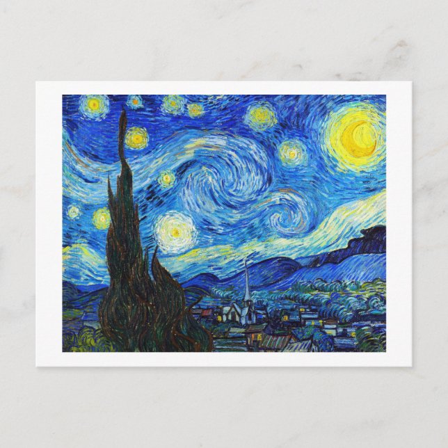 Carte Postale Cool Starry Night Vincent Van Gogh peinture (Devant)