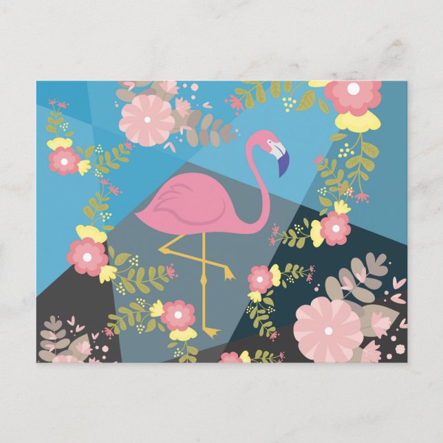Carte Postale Cool tendance chic mignon rose fille Flamant rose  (Devant)