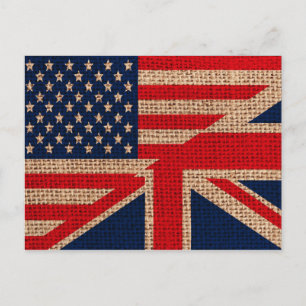 Carte Postale Cool usa union jack drapeaux burlap texture effets