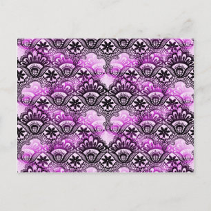 Carte Postale Cool Vibrant détendu dentelle violette Damas motif