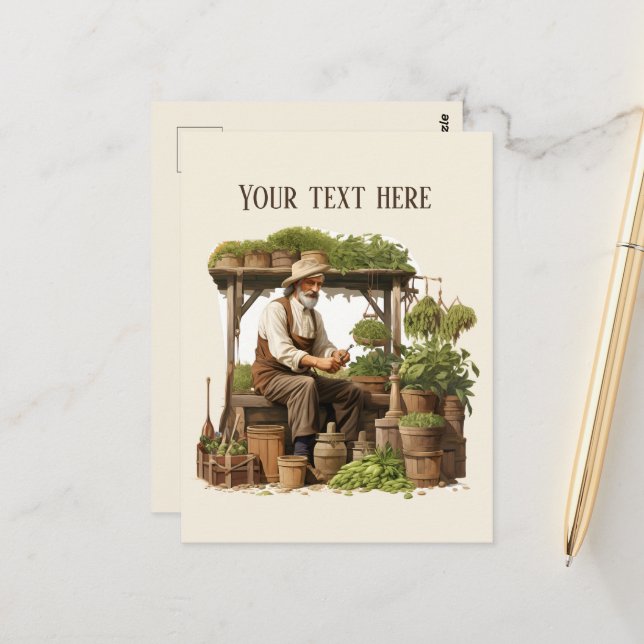 Carte Postale Cool vintage Farmers marché ajouter du texte (Devant/Arrière en situation)