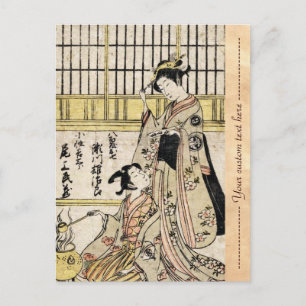 Carte Postale Cool vintage japonais ukiyo-e geisha vieux rouleau