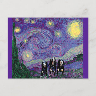 Carte Postale Coonhound Starry Night en violet, Belle OEuvre d'a