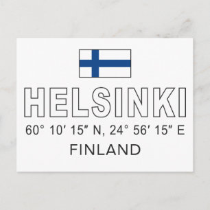 Carte Postale Coordonnées d'Helsinki